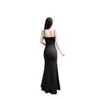 Vestido de Noite Sereia com Alças Finas e Franzido | Vestido de Baile Brilhante com Fenda Alta