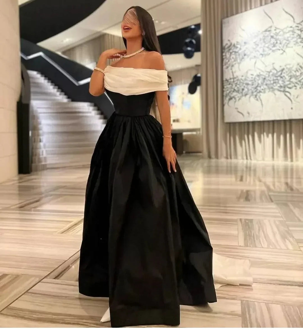 Vestidos de Cetim Preto e Branco de Luxo para Baile com Cauda Removível, Feitos por Encomenda, Vestido de Festa de Cocktail e Noite Y5025