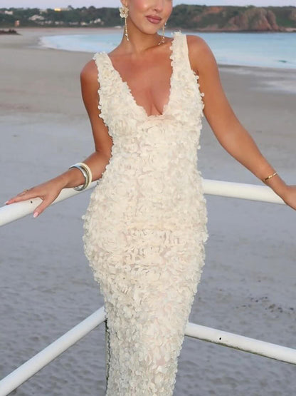 Party Rose – Maxi-Bleistiftkleid mit Blumenapplikation und Schlitz 