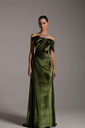 One Shoulder Strapless Long Mermaid Prom Dress With Pleated Skirt Custom Colors