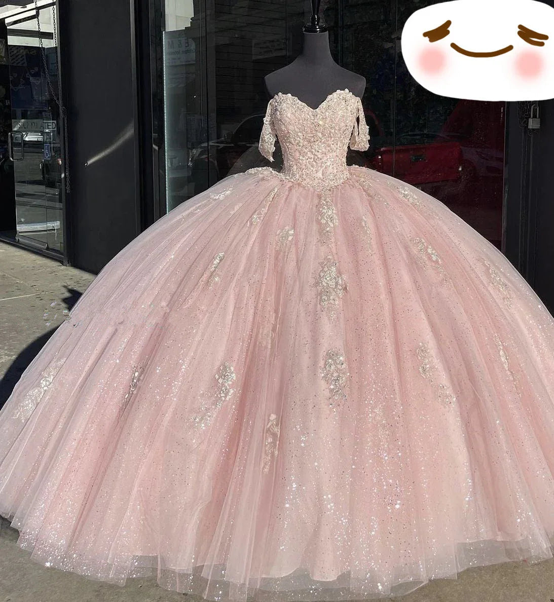 Vestidos de quinceañera rosa claro con hombros descubiertos, vestido de gala para dulce 16 Y2731