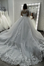 Chic Ball Gown Wedding Dress With Long Sleeves And Appliques