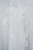 Chic Ruffled Ball Gown Long Sleeve Wedding Dress With Lace Appliques