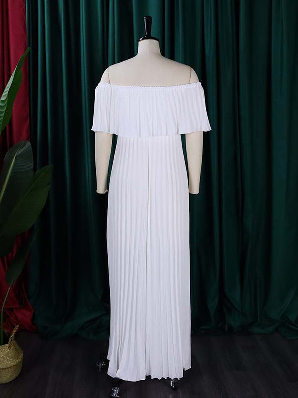 Wickel-, Plissee- und einfarbige, schulterfreie Abendkleider 