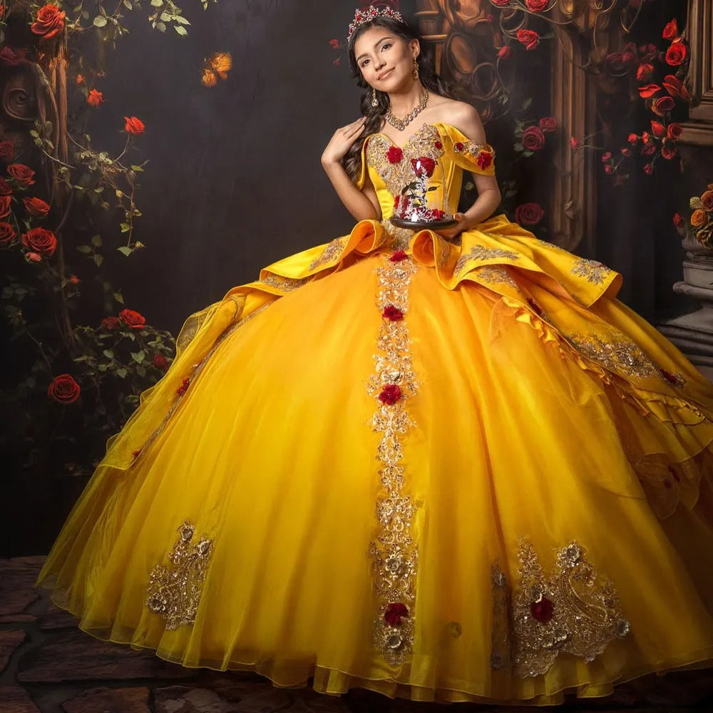 Customized Gold Yellow Princess Quinceanera Dresses 2026 Luxury Ball Gown Sweet 16 Birthday Vestidos Para De 15 Años Quinceañera