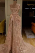 Sequin Strapless Mermaid Prom Dress With Split Custom Colors And Sizes