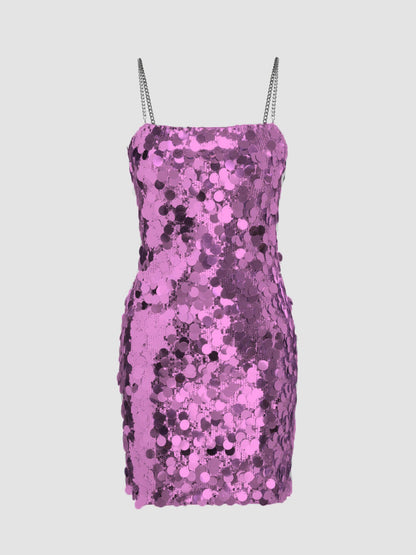 Unregelmäßiges Kleid mit Kettenpailletten 