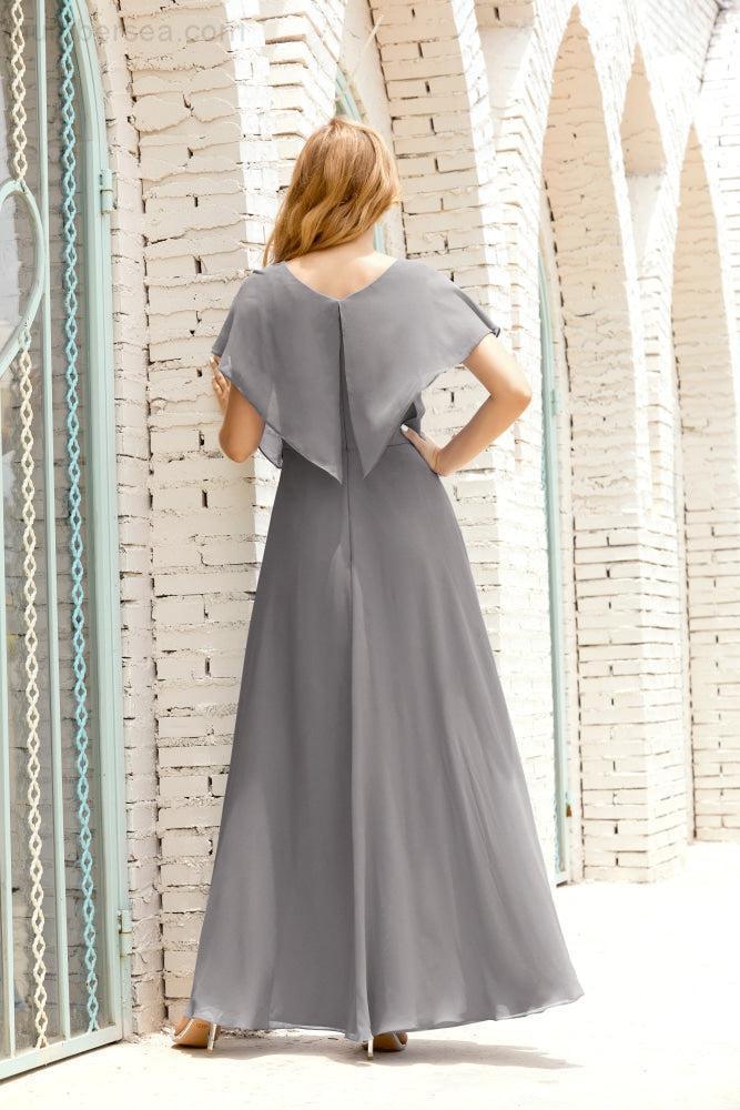 Robe de la Mère de la Mariée Grande Taille Col en V Longueur Solennelle Robe de Bal Formelle pour Invité de Mariage 28020