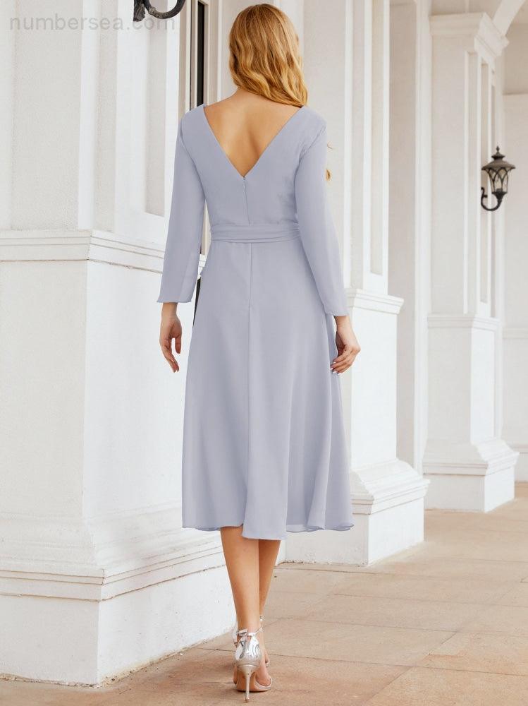 Bridesmaid Dress V-Back Waist Belt Mother of the Bride Wedding Guest SY28031