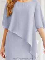 Robe de soirée formelle longue pour mère de la mariée avec cape à volants 28026