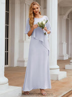 Robe de soirée formelle longue pour mère de la mariée avec cape à volants 28026