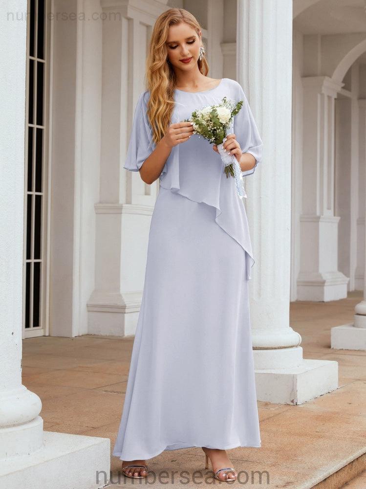 Robe de soirée formelle longue pour mère de la mariée avec cape à volants 28026