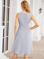 Vestidos para a Mãe da Noiva Vestido de Baile de Finalistas Vestido Casual Pregueado 28065