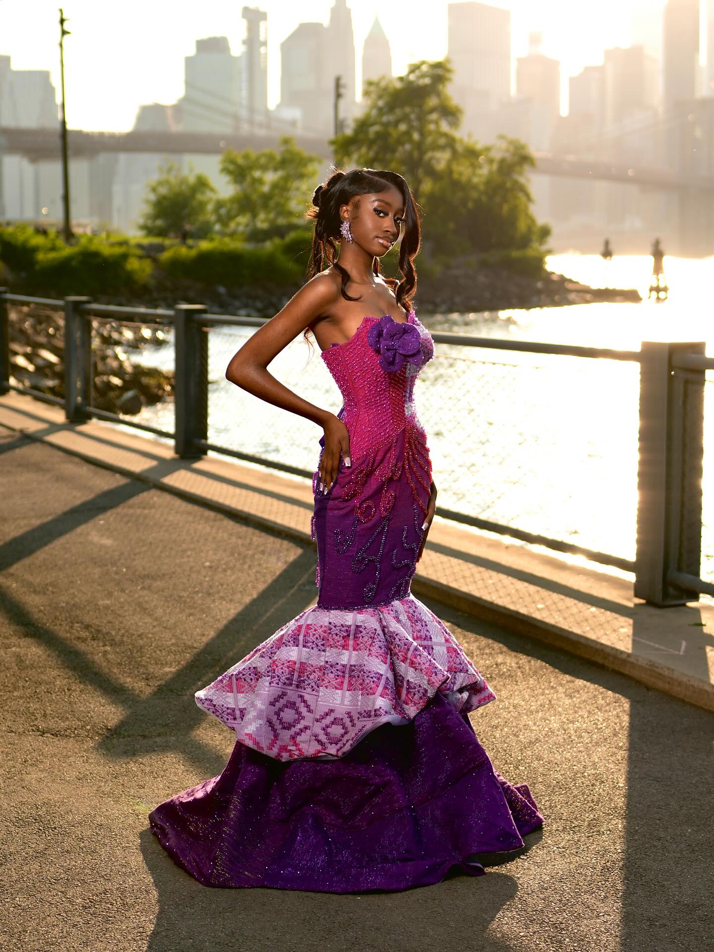 Magenta And Royal Purple Mermaid Prom Dress With Heritage Inspired Ruffle