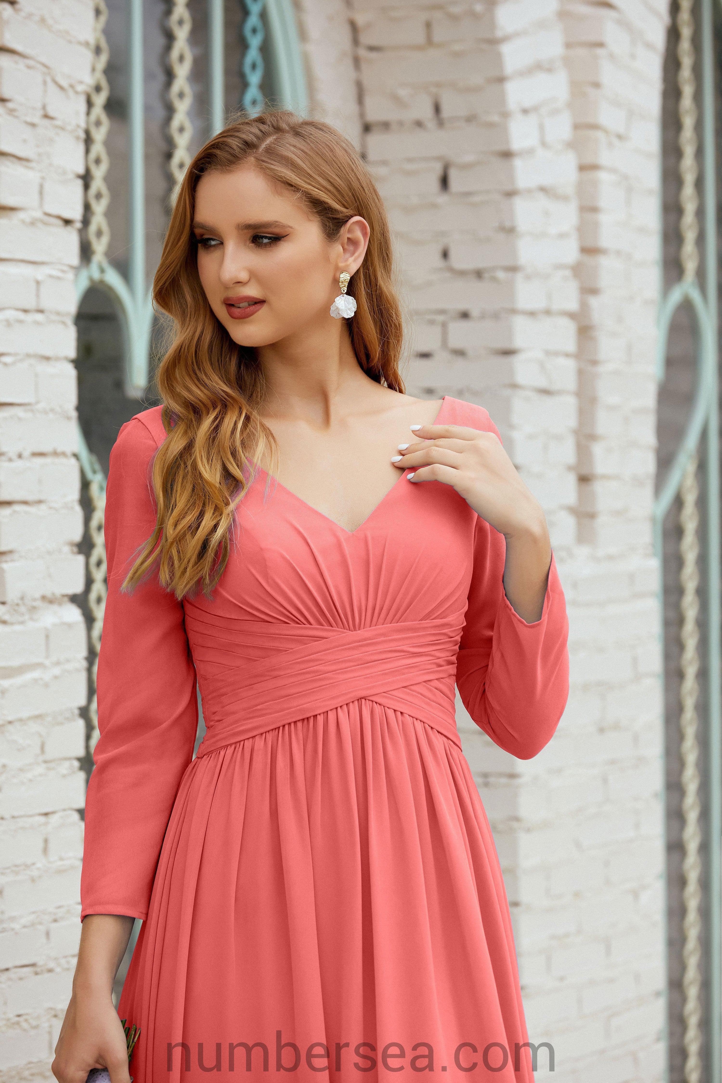 Abito da damigella Numbersea in chiffon, abito formale per festa, abito da sera 28016