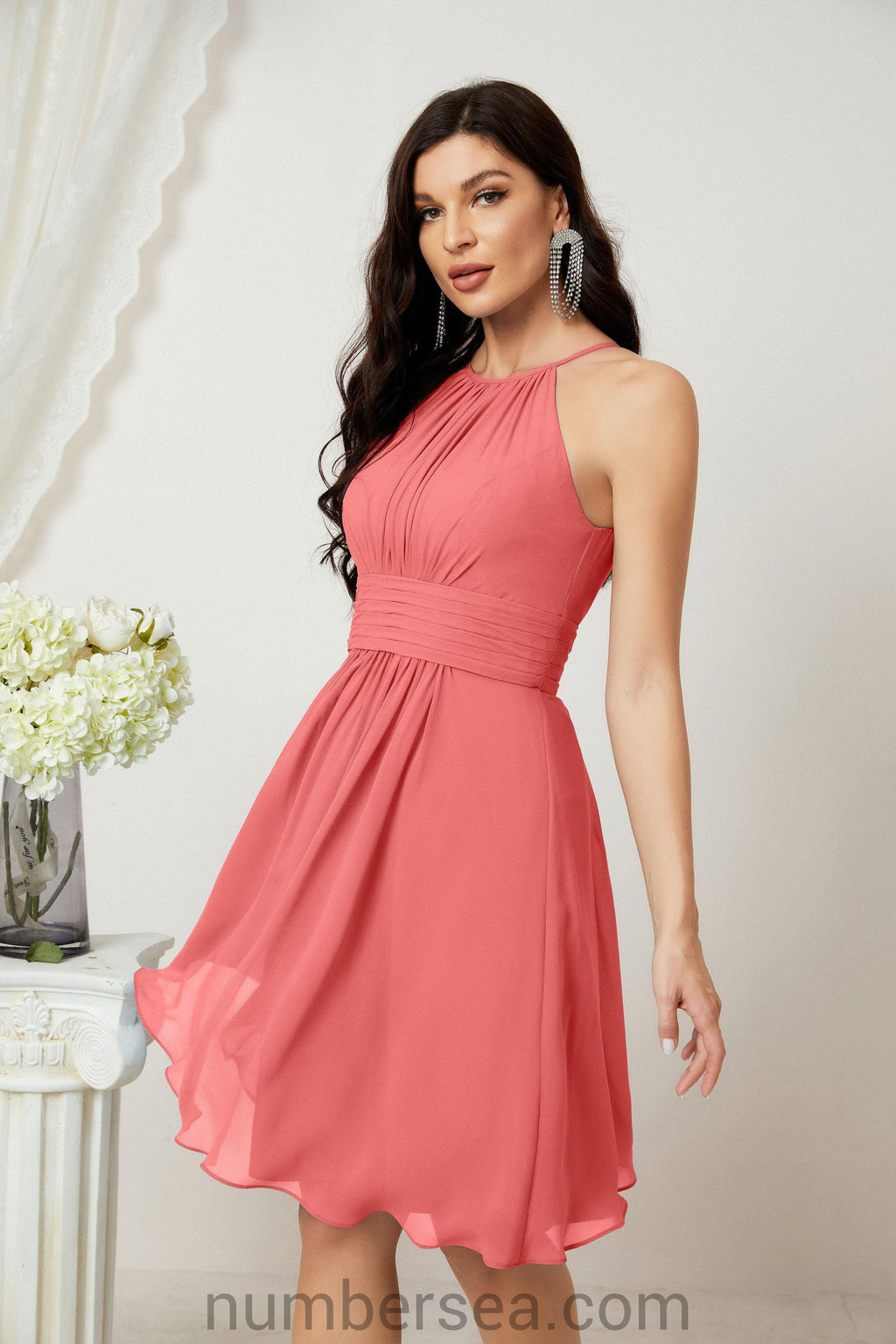 Robe de soirée formelle pour bal de fin d'études ou cocktail Halter 28011