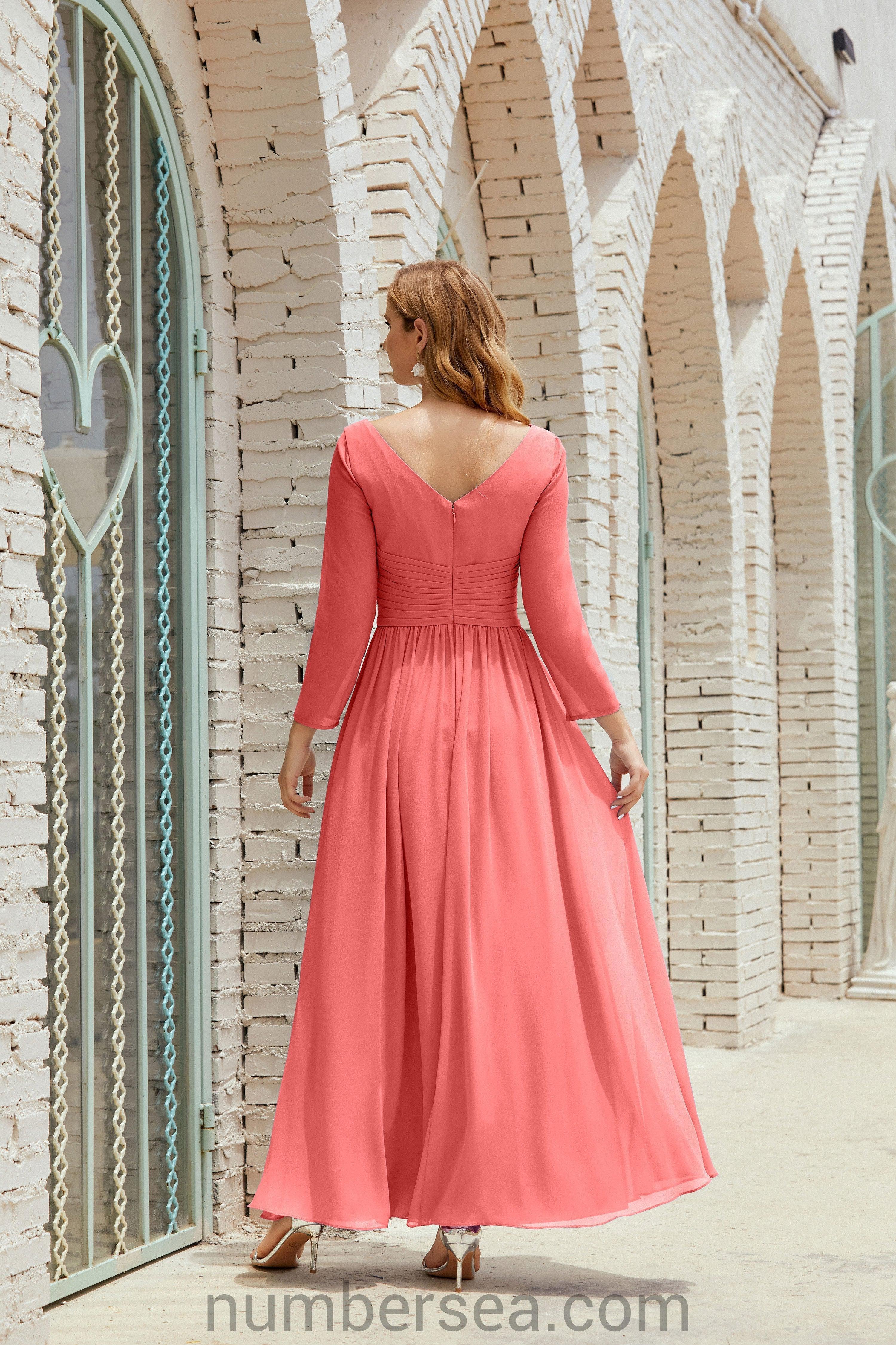 Abito da damigella Numbersea in chiffon, abito formale per festa, abito da sera 28016