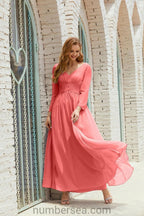 Abito da damigella Numbersea in chiffon, abito formale per festa, abito da sera 28016