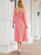 Bridesmaid Dress V-Back Waist Belt Mother of the Bride Wedding Guest SY28031