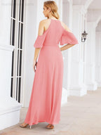 Robe de demoiselle d'honneur asymétrique, robe de soirée longue formelle ligne A 28074