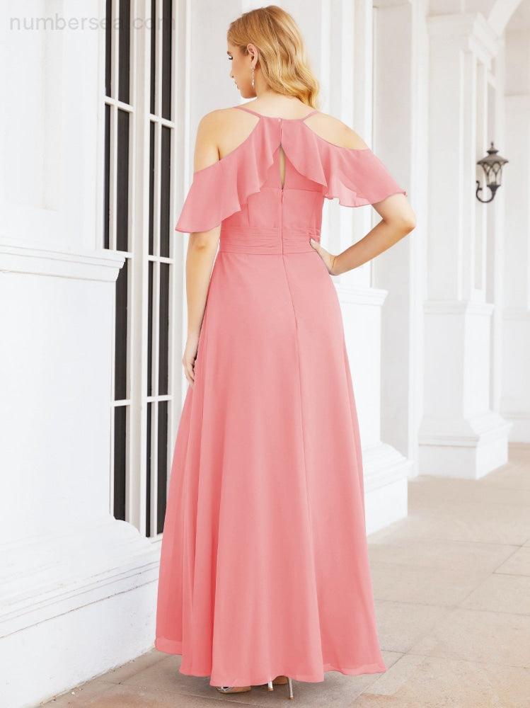 Robes longues de demoiselle d'honneur Numbersea à épaules dénudées, fente latérale, robes de bal formelles pour fête et mariage 28070