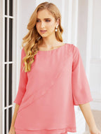 Robe de mariée élégante pour la mère de la mariée en deux pièces, tailleur pantalon grande taille à volants superposés, peignoir argenté 28064