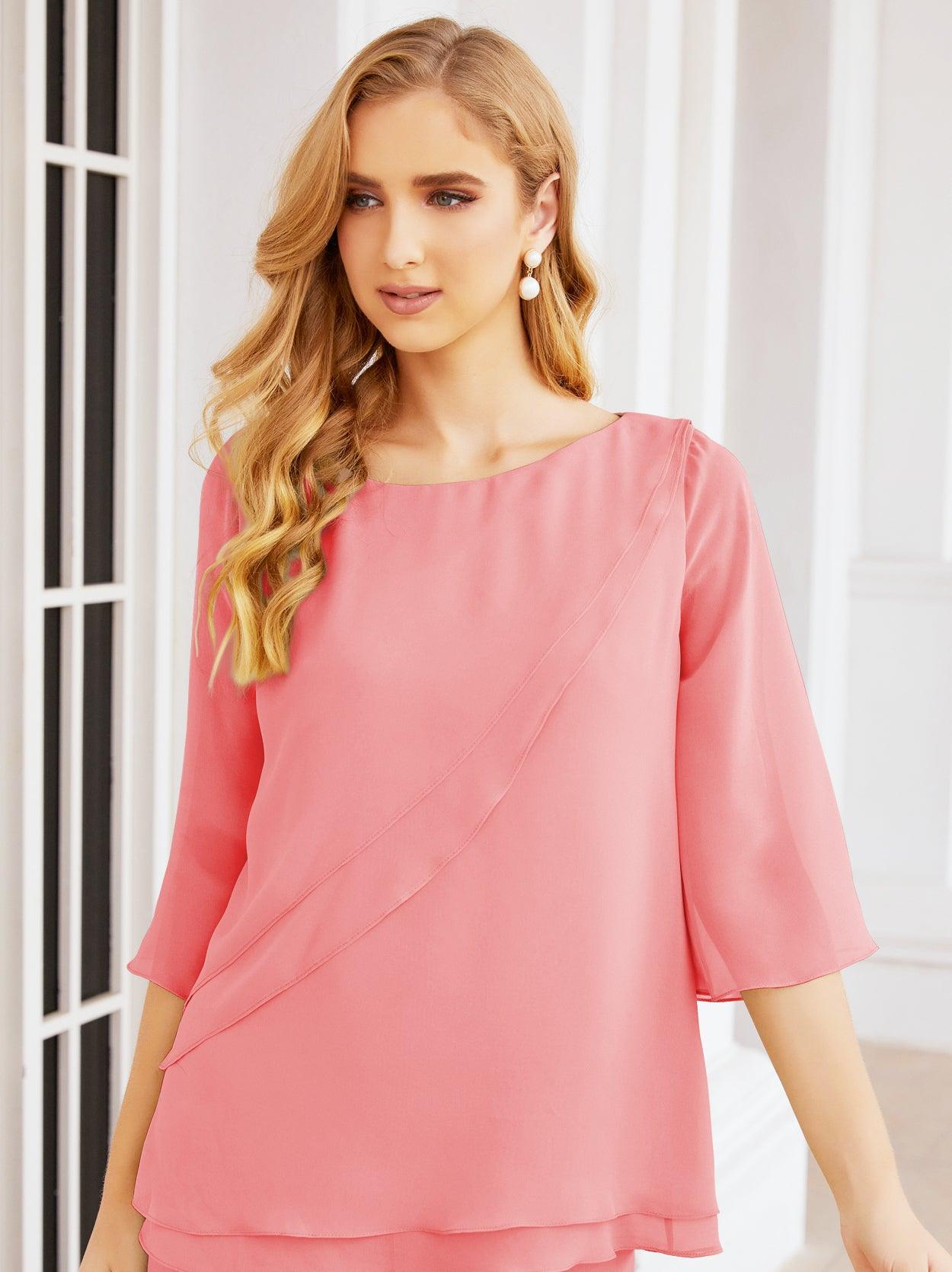 Robe de mariée élégante pour la mère de la mariée en deux pièces, tailleur pantalon grande taille à volants superposés, peignoir argenté 28064