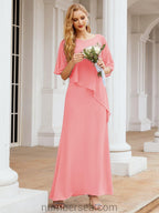 Robe de soirée formelle longue pour mère de la mariée avec cape à volants 28026