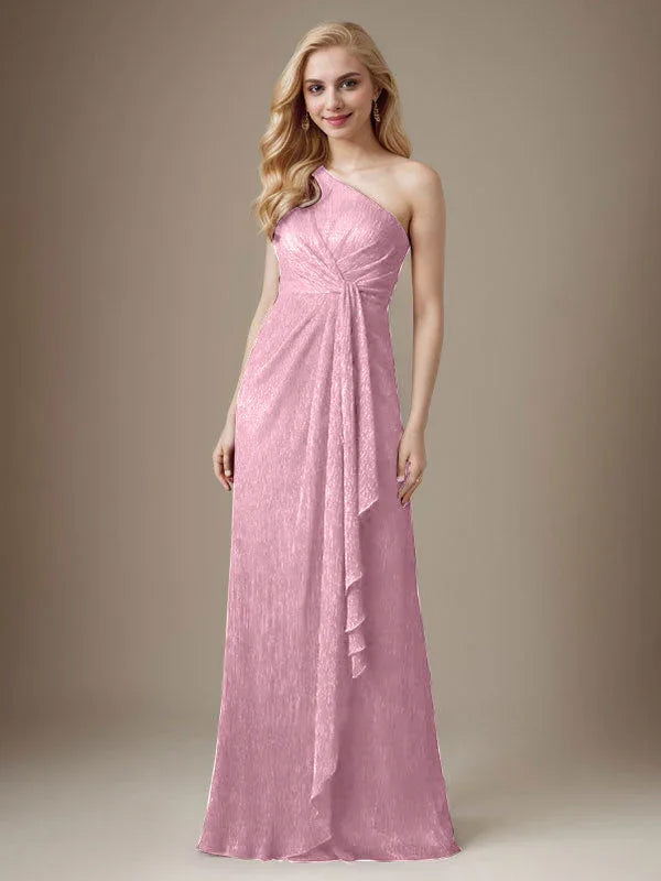 فستان روبي بكتف واحد من شبكة معدنية فستان والدة العروس