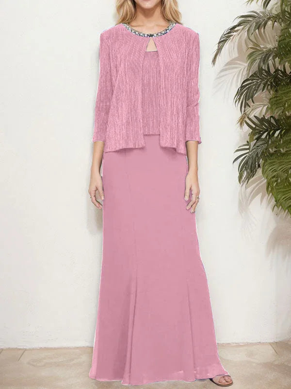 فستان مزيّف معدني من قطعتين مع سترة