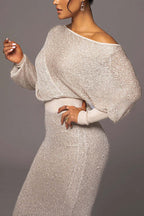 Vestido largo con cintura elástica y cuello ancho con lentejuelas Night Sky 