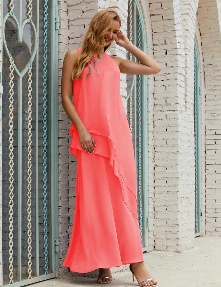 Vestido Longo de Chiffon para Mães da Noiva de Tamanho Grande, para Damas de Honra e Baile de Finalistas, Modelo 28019