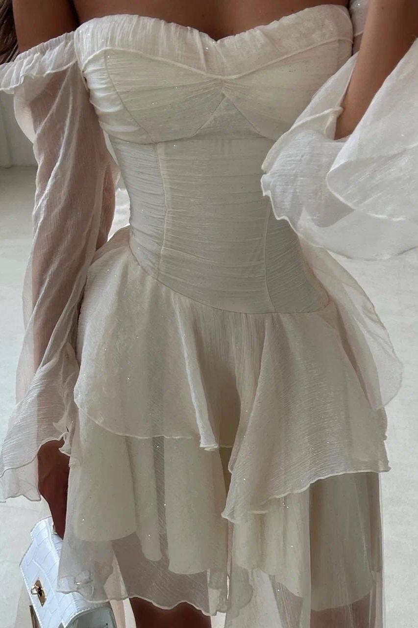 Strapless Off Shoulder Short Prom Dress With Ruffles And Custom Colors