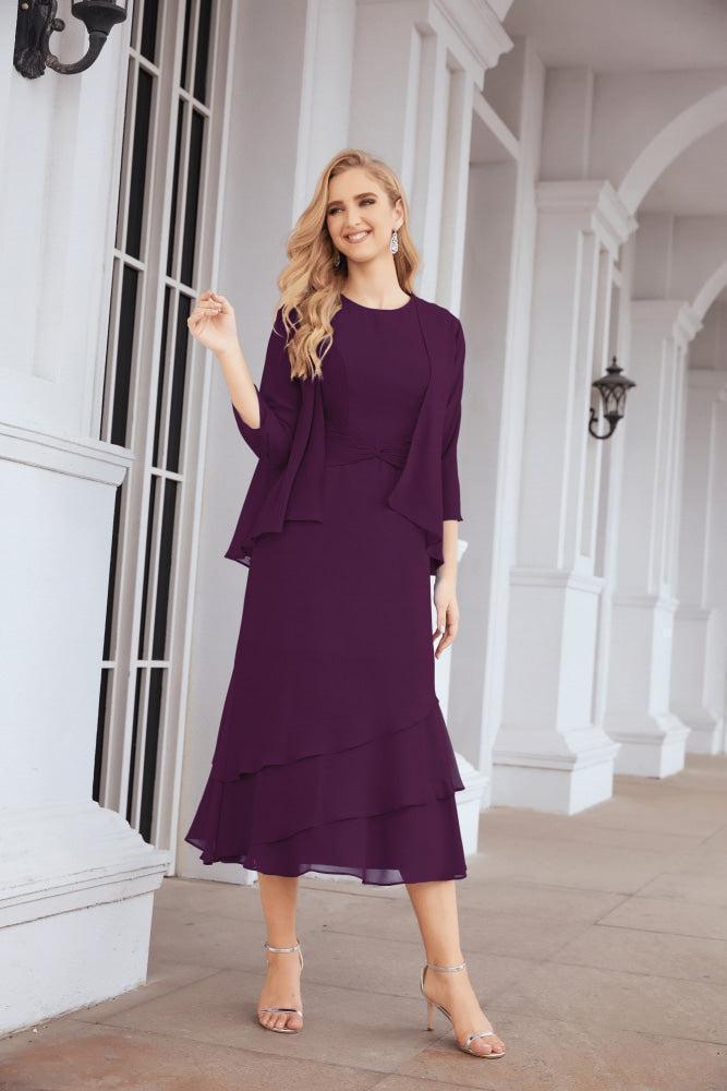 Vestido de Noiva de Duas Peças em Linha A para a Mãe da Noiva Vestido de Festa Formal 28072