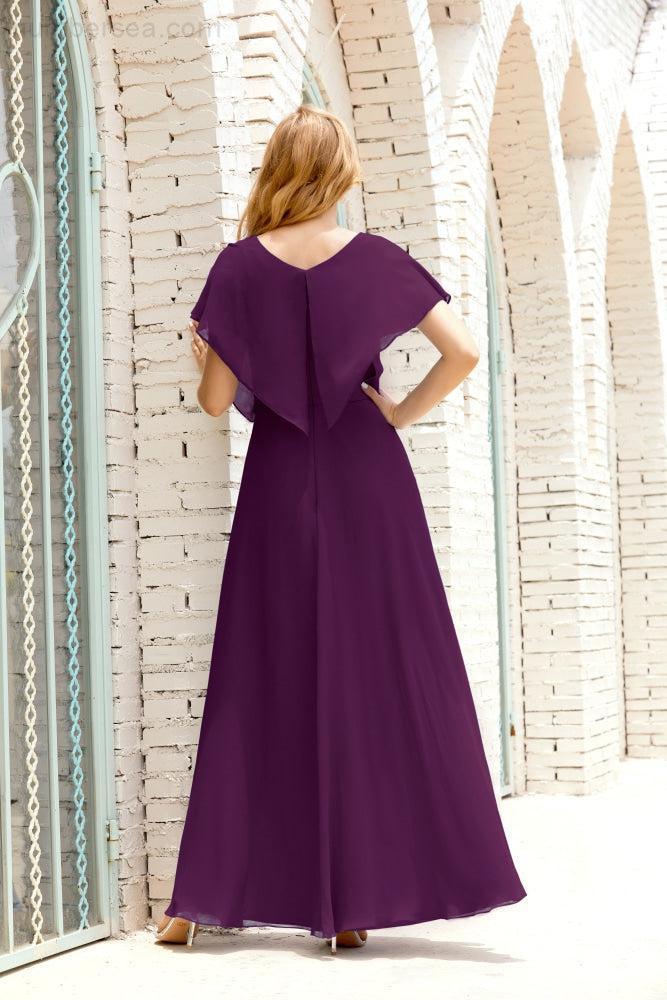Robe de la Mère de la Mariée Grande Taille Col en V Longueur Solennelle Robe de Bal Formelle pour Invité de Mariage 28020