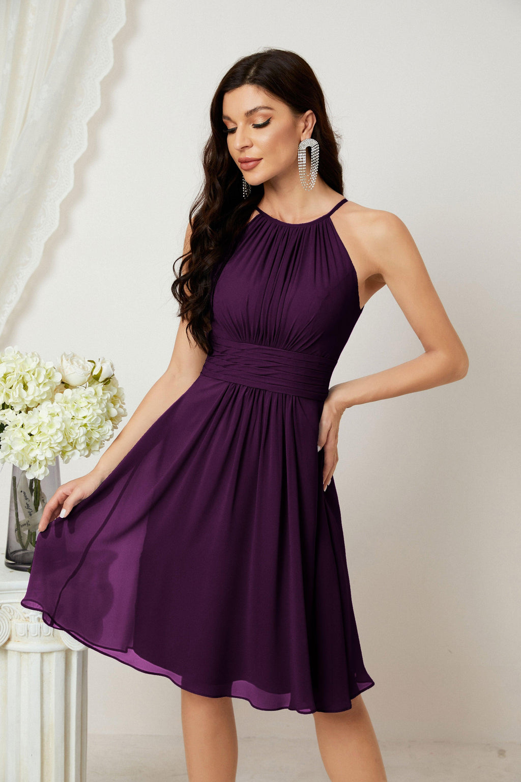Robe de soirée formelle pour bal de fin d'études ou cocktail Halter 28011