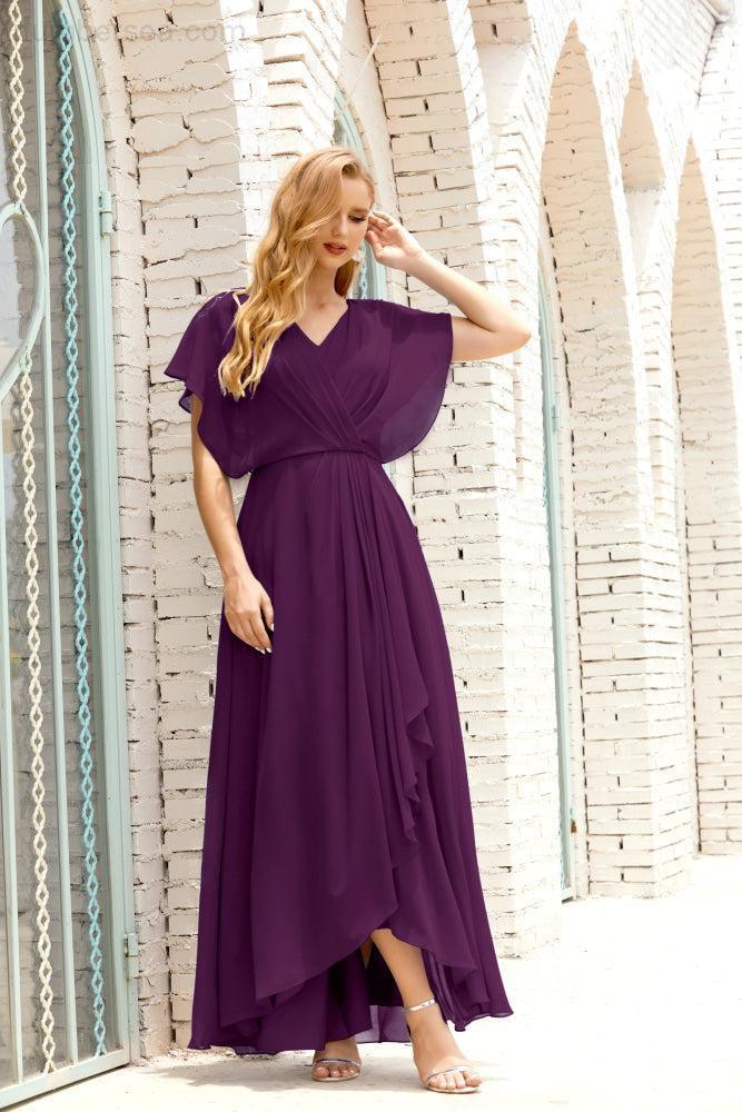 Robe de la Mère de la Mariée Grande Taille Col en V Longueur Solennelle Robe de Bal Formelle pour Invité de Mariage 28020