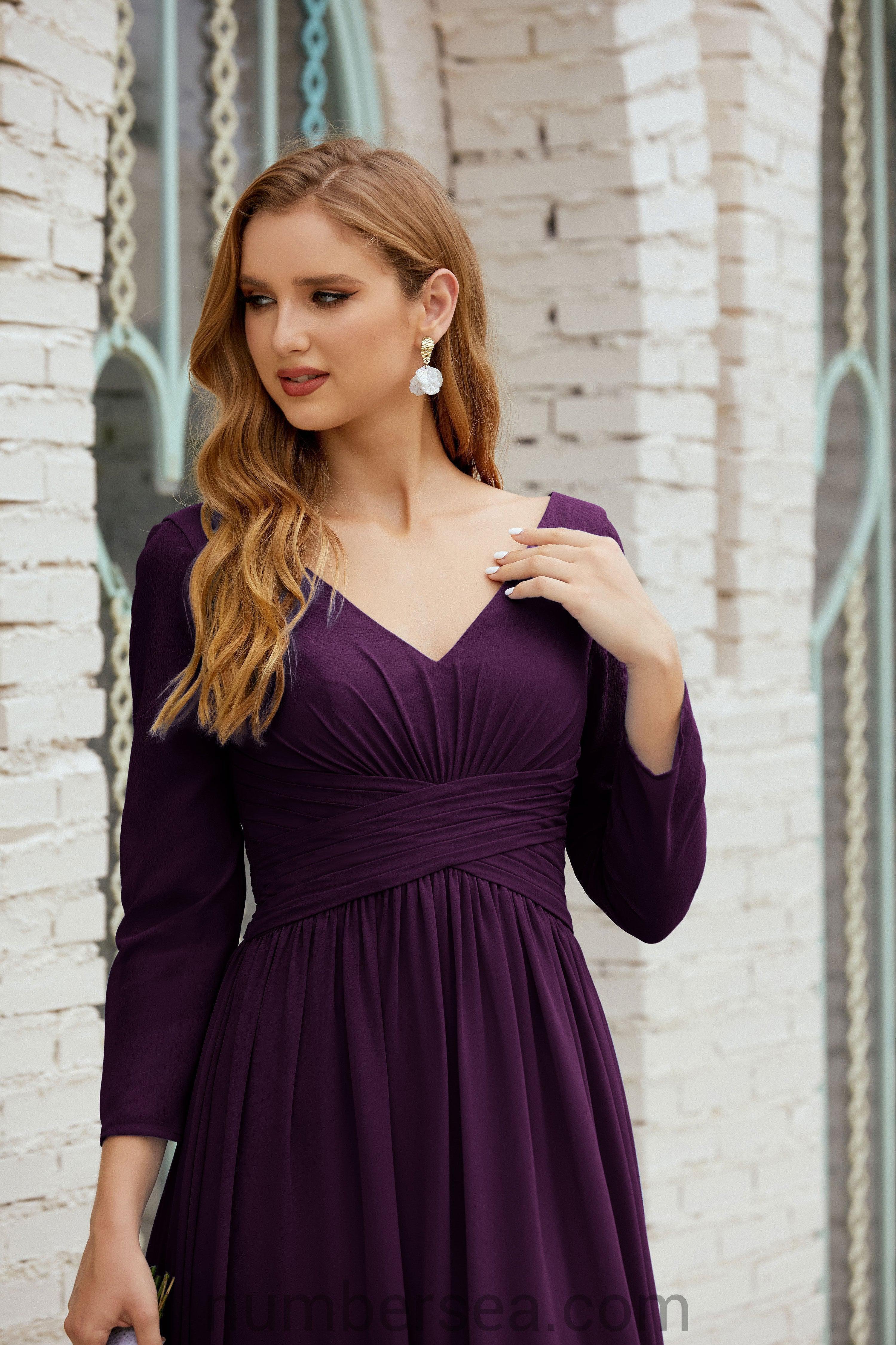 Abito da damigella Numbersea in chiffon, abito formale per festa, abito da sera 28016