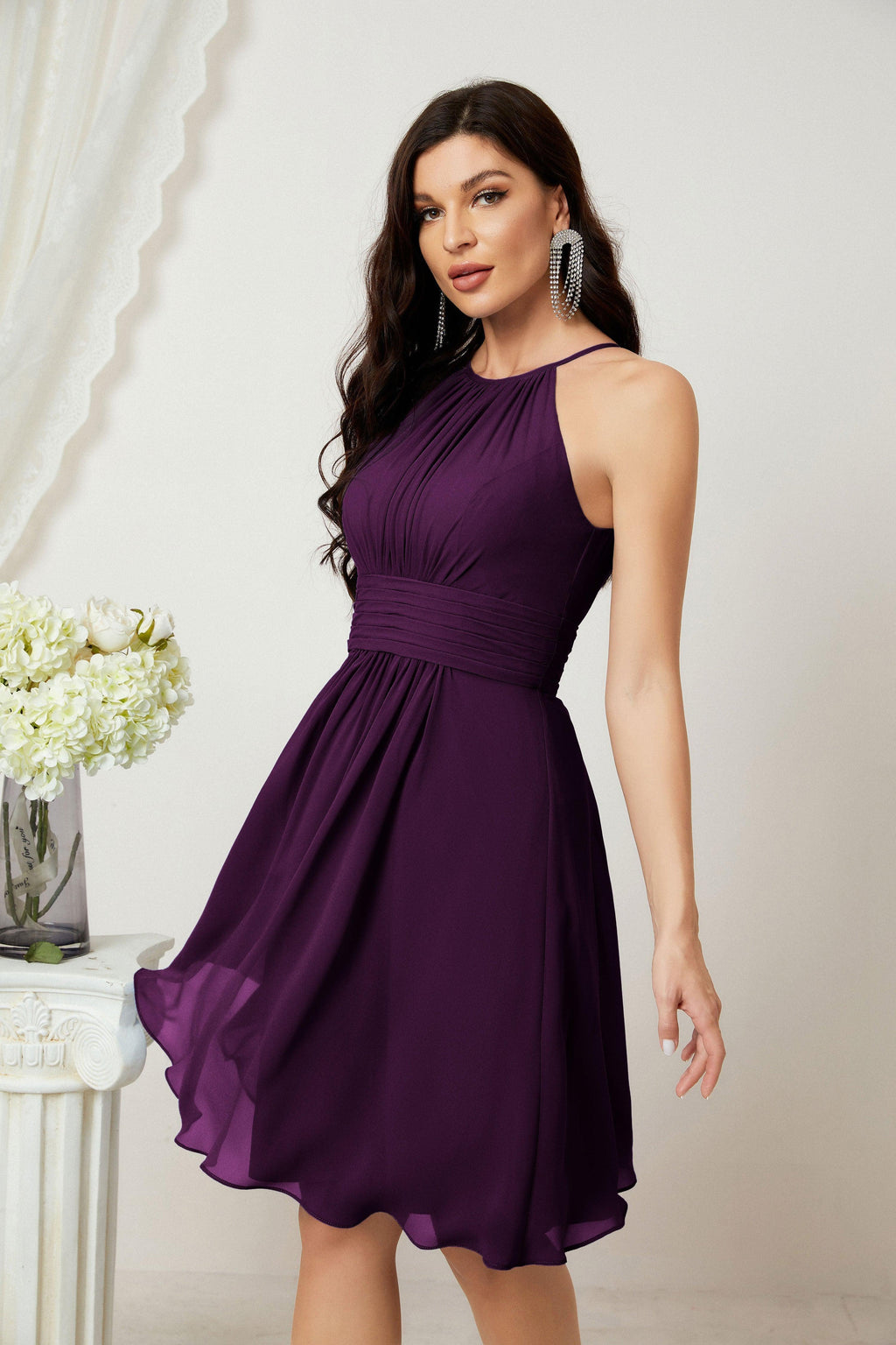 Robe de soirée formelle pour bal de fin d'études ou cocktail Halter 28011