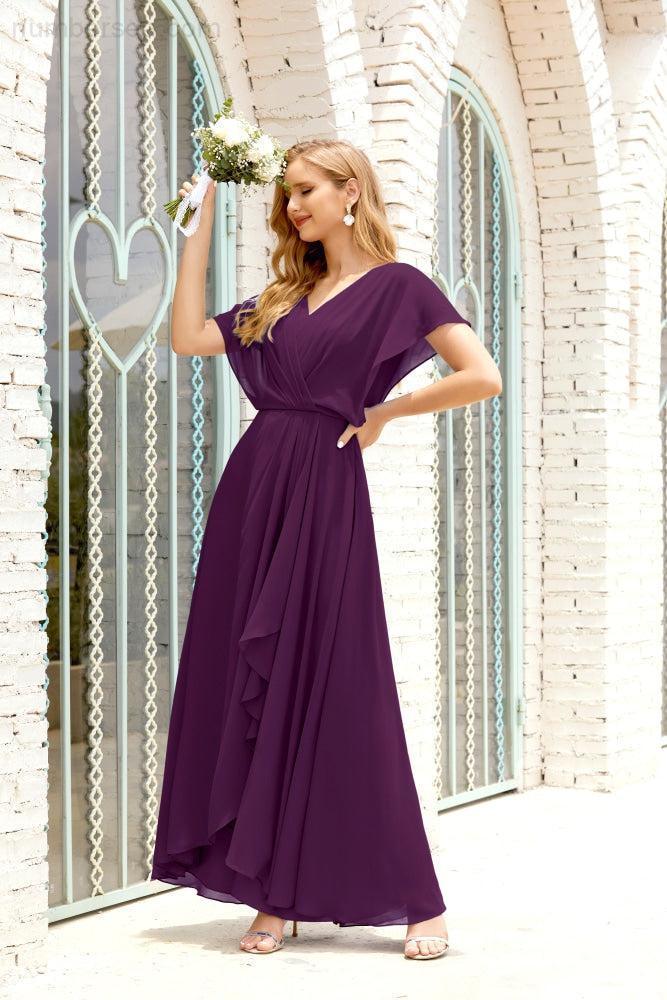 Robe de la Mère de la Mariée Grande Taille Col en V Longueur Solennelle Robe de Bal Formelle pour Invité de Mariage 28020