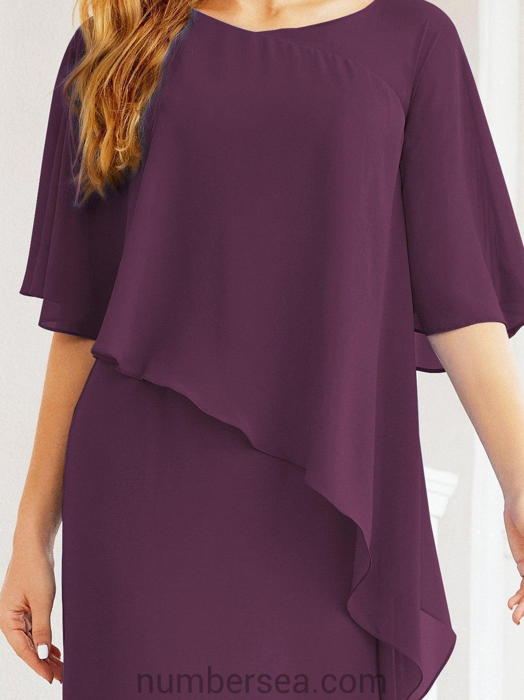 Robe de soirée formelle longue pour mère de la mariée avec cape à volants 28026