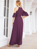 Robe de demoiselle d'honneur asymétrique, robe de soirée longue formelle ligne A 28074