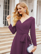 Bridesmaid Dress V-Back Waist Belt Mother of the Bride Wedding Guest SY28031