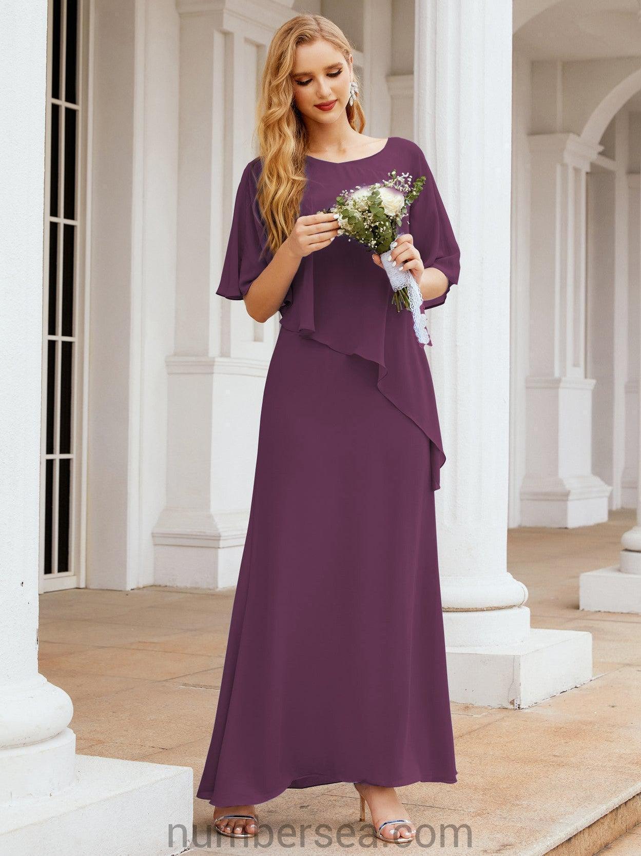 Robe de soirée formelle longue pour mère de la mariée avec cape à volants 28026