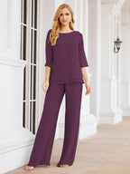 Robe de mariée élégante pour la mère de la mariée en deux pièces, tailleur pantalon grande taille à volants superposés, peignoir argenté 28064