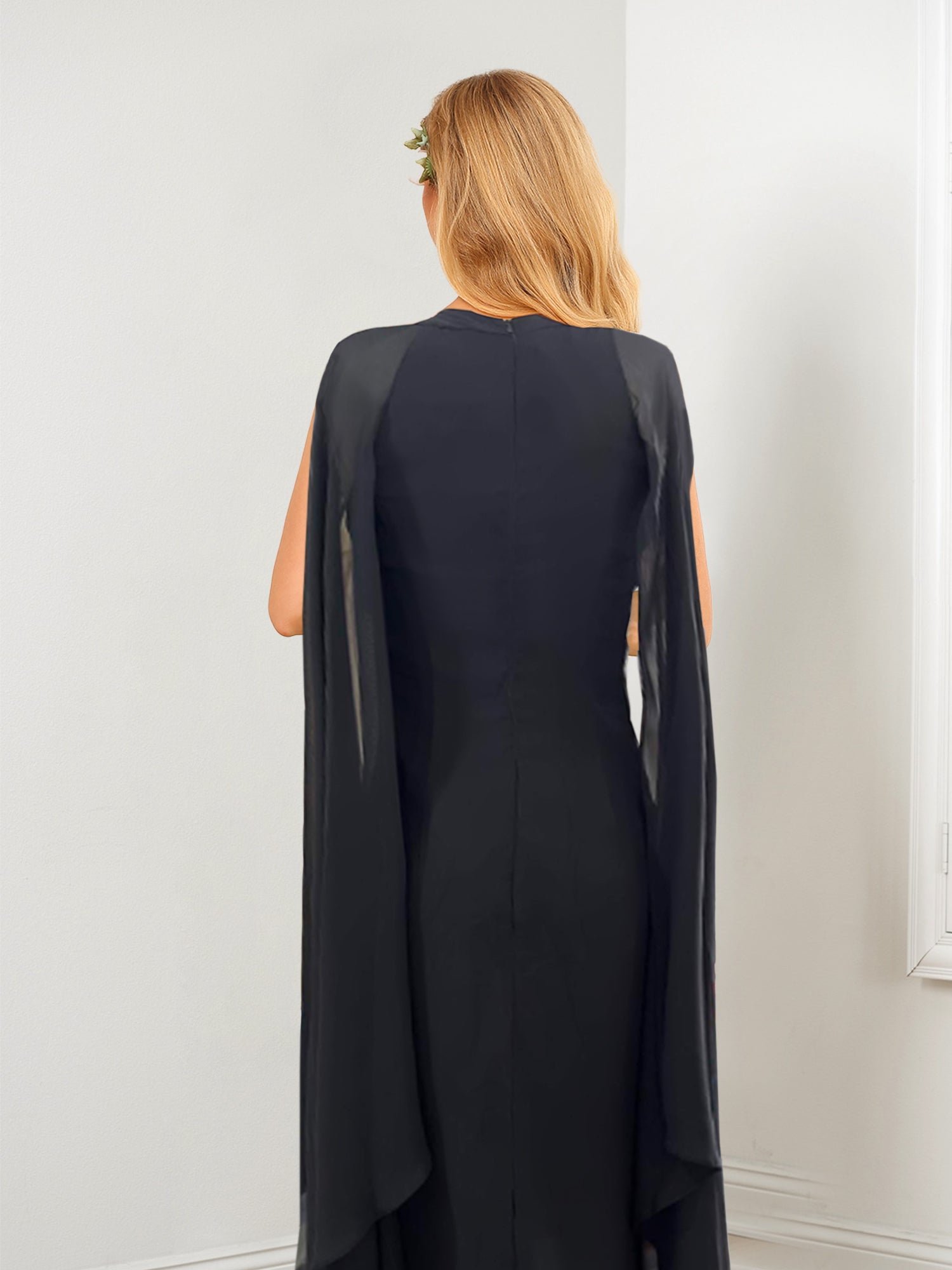 Chiffon Wedding Guest Dresses With Side Slit Sheath Column Style