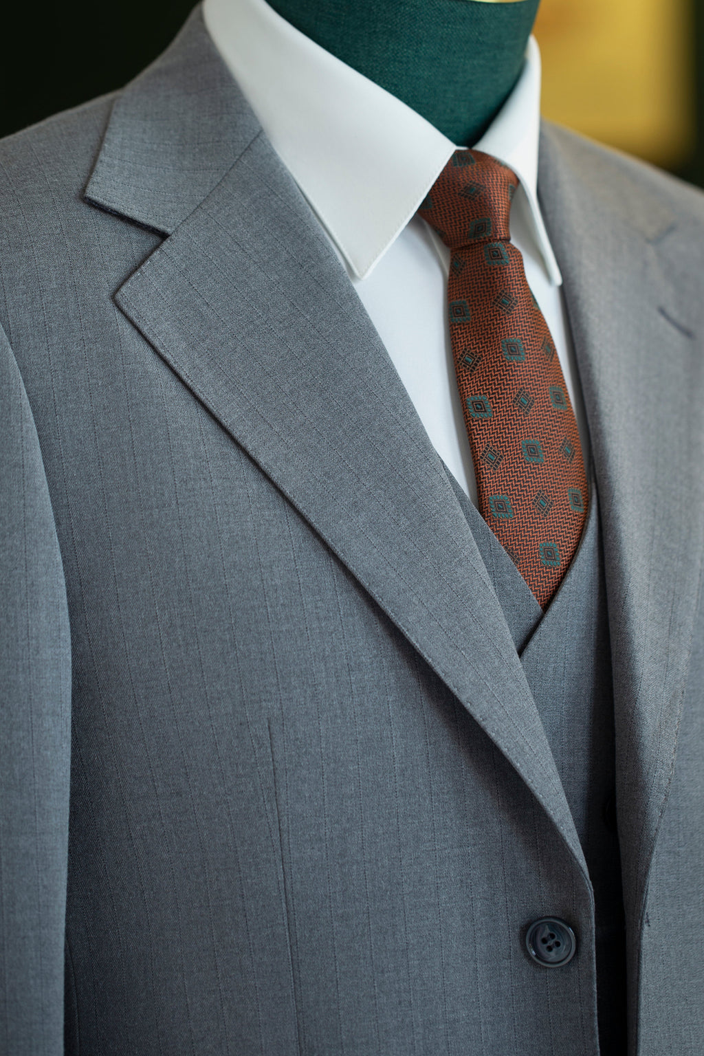 Abito da Sposa in Lana a Righe Blu Polveroso Su Misura in 3 Pezzi per lo Sposo e i Testimoni