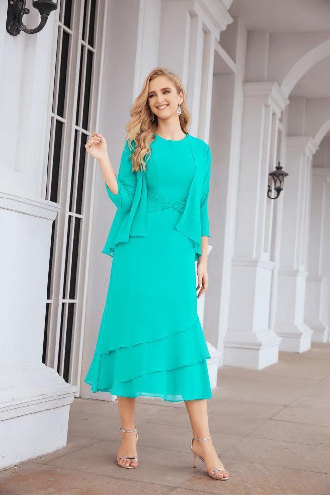 Vestido de Noiva de Duas Peças em Linha A para a Mãe da Noiva Vestido de Festa Formal 28072
