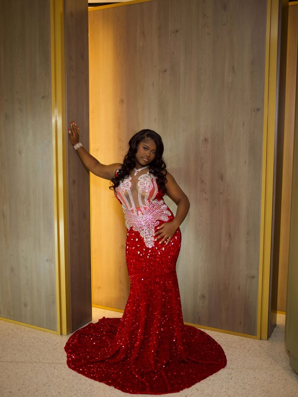 Charming Burgundy Sleeveless Sequin Mermaid Prom Dress Sheath Gem Embellishments