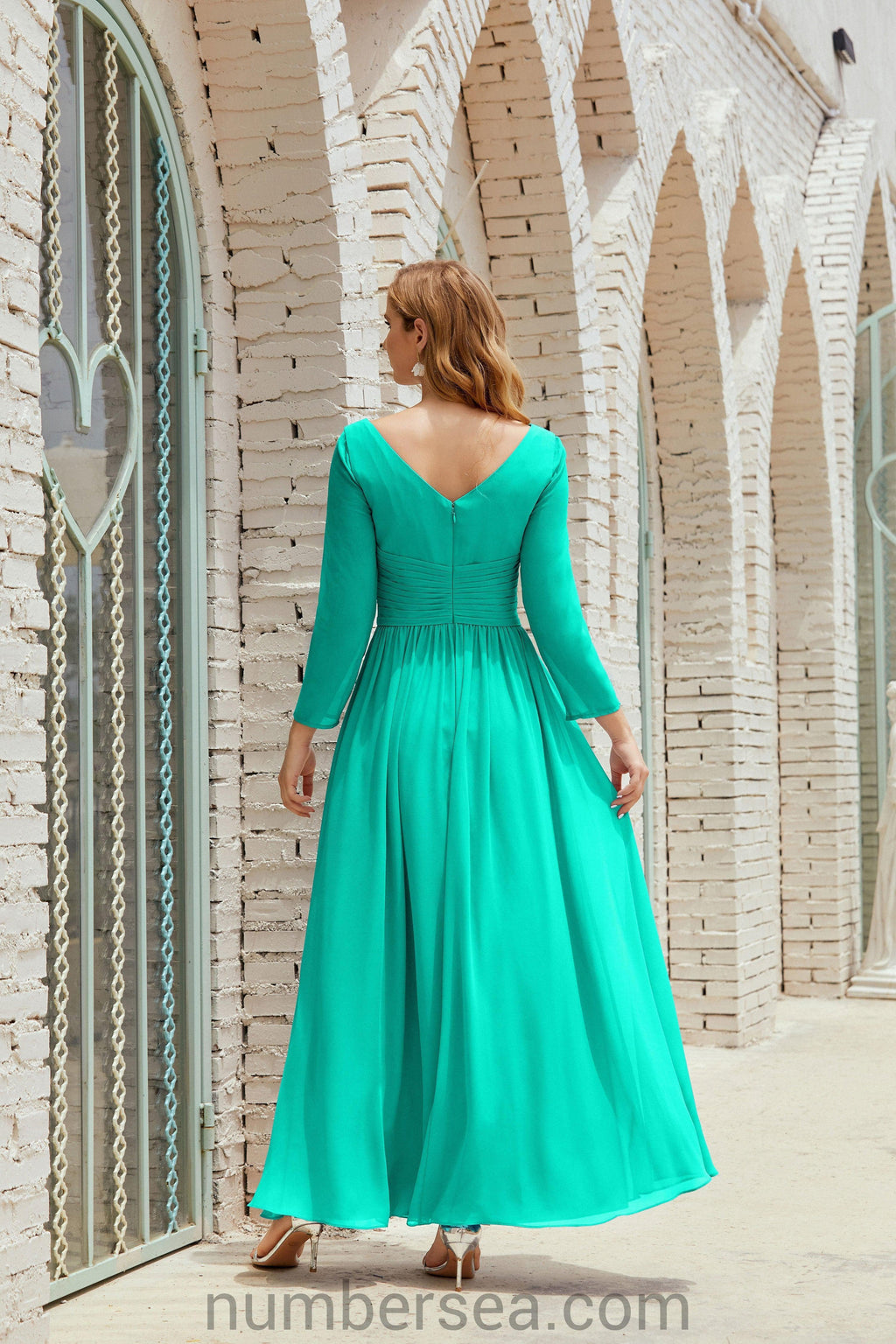 Abito da damigella Numbersea in chiffon, abito formale per festa, abito da sera 28016